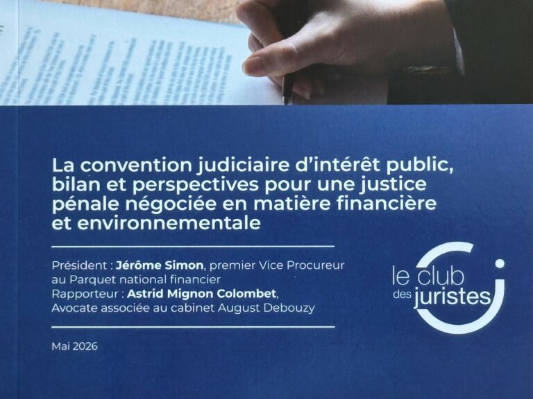 Rapport du Club des juristes sur la convention judiciaire d'intérêt public, mai 2026